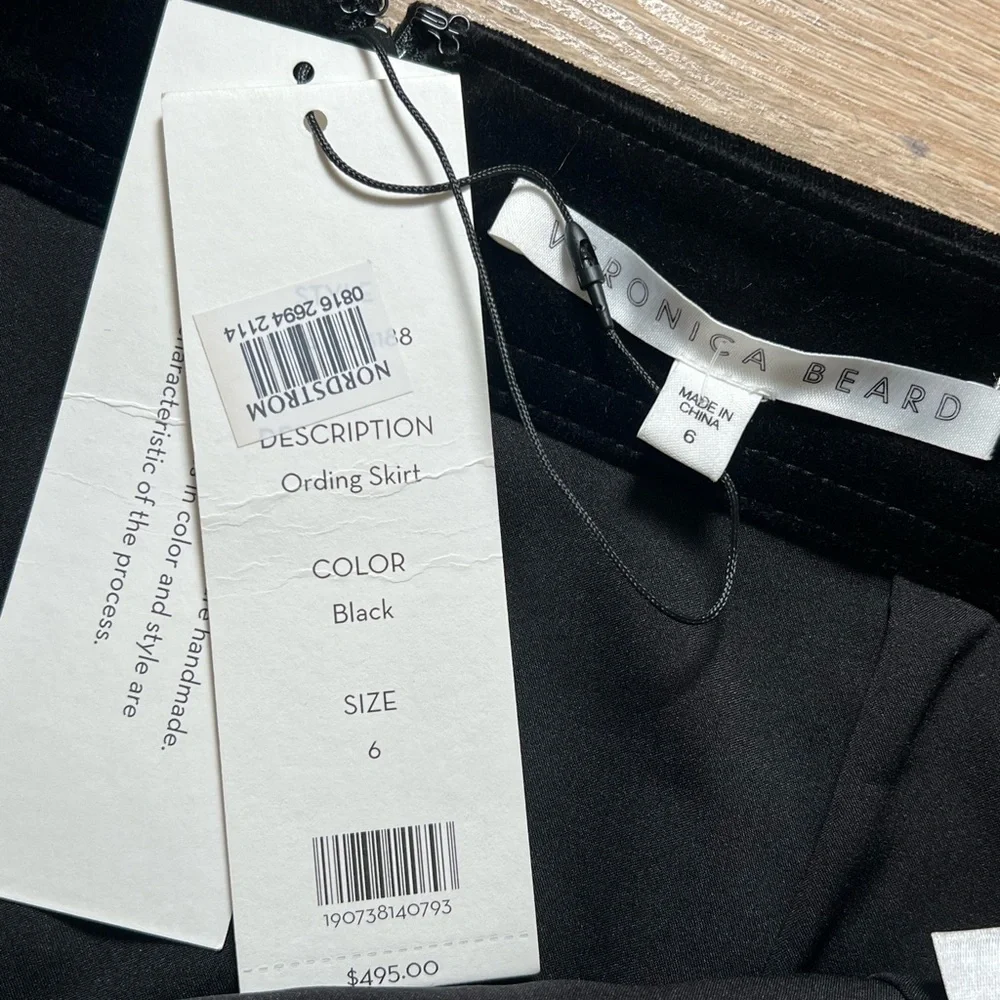 Veronica Beard Ording Crystal Button Black Velvet Miniskirt Size 6 - Picture 10 of 11